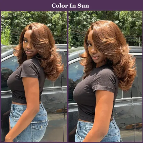 [Choppy Layers] Detroit Layers Summer Vibe Beginher Hair 20 inches Heat Resistance 200% Density Butterfly Cut Middle Part 4x4x1 T-Part Lace Synthetic Wear Go Beginner Pre Cut Glueless Wigs Red Color Blonde Wig Gray Color Brown Color