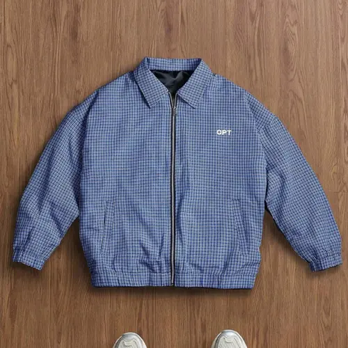 Preppy Blue Gingham Coach Jacket | Retro 90s Oversized Zip-Up SpringStatements