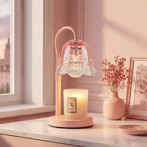 Flower Candle Warmer Lamp with Timer - Dimmable, Height-Adjustable Candle Stand with 2 Bulbs, Whimsical Room Decor, Dorm Room Decor, Valentine's GF Gift for Women