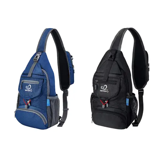 WATERFLY Packable Small Crossbody Sling Backpack Shoulder Chest Bag for Men and Women Daypack for Hiking Traveling