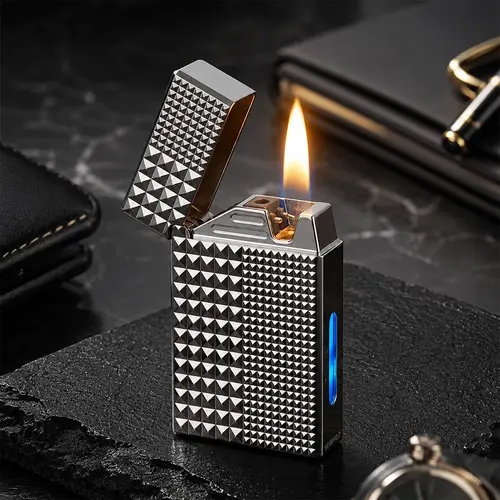 【2026 New Upgraded】 Intellegent Voice-Activated Metal Lighter (Fluid Not Included) 4 Ignition Modes,  USB Rechargeable – Smart Windproof Lighter for BBQ, Candles, Outdoor Use, Men's Gif