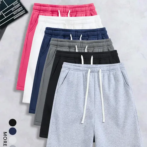 4 Pack Men’s solid-color drawstring loose straight Fashion shorts,Versatile Basic knit athletic pants,Minimalist casual unisex sports shorts,plain beach shorts,for Daily wear,outdoor,day outings,seaside vacations,leisure,summer Everyday Menswear Trouser