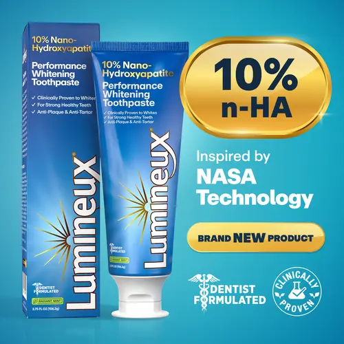 Lumineux 10% Nano Hydroxyapatite Performance Whitening Toothpaste - Fluoride Free & Gentle Whitening - Clinically Supported & NASA-Developed nHA for Strong Enamel & Bright, Smooth Teeth (3.75 oz) Radiant Mint Dentist Formulated