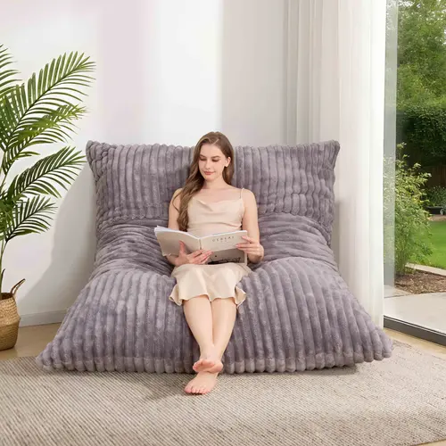 3-in-1 Giant Convertible Bean Bag Chair - Furniture with Machine Washable Flannel Cover, Bean Bag Lounger for Adults, Apartment Stuff, Cloud Chair Living Room Floor Cushion