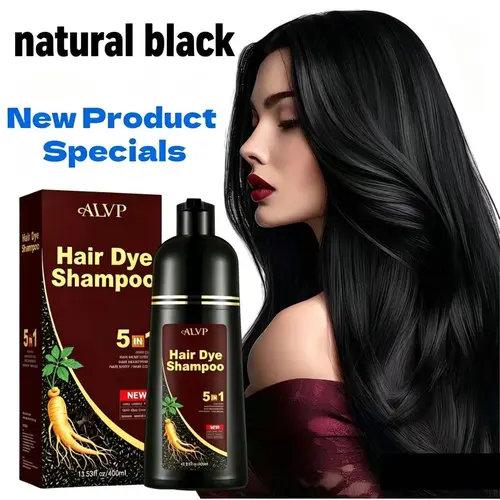 2026 ALVP 5-in-1 Herbal Hair Dye Shampoo - Vegan & Cruelty-Free Liquid Ginseng Formula, Gentle for Men, Covers Gray Hair, Long-Lasting Color, Nourishes Scalp, 4 Shades (Golden Brown,Dark,Red,Blonde Ombre Highlight), Haircare Gift for Fathersday, Natural B