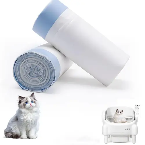 TAYACICY Disposable Cat Litter Bags - 60 Liners, Heavy-Duty Waterproof Drawstring Design Liners for Automatic Self-Cleaning Litter Boxes, Transparent, Advanced Odor Control, Easy Installation, Accurate Waste-Level Detection