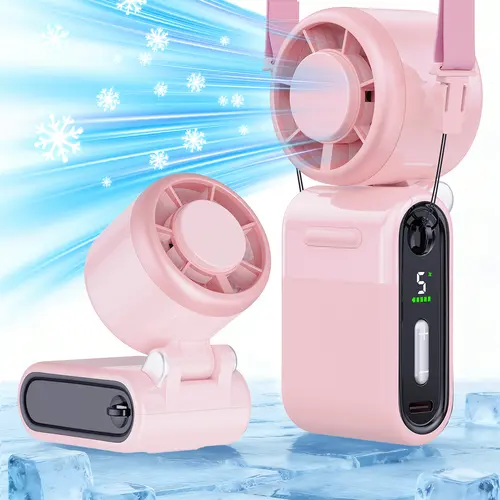 iFunSky 3-in-1 Portable Turbo Fan - Handheld/Neck/Desktop Mini, 5-Speed Strong Airflow, USB Powered Rechargeable Cooling, Foldable Pocket for Travel, Outdoor Gifts, Usb Powered Fan