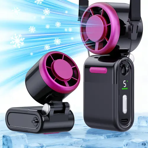 iFunSky High-Speed Handheld Turbo Fan 15500RPM, 5-Speed Powerful Airflow, USB Rechargeable Mini Pocket Fan, Foldable 3-in-1 Personal Fan for Travel Outdoor Summer Essentials