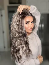 AISOM Marissa Iced Mocha Long Water Wave 20 Inches 13x4" Free Part Lace Front Wig Low Density Heat Friendly Synthetic Glueless Daily Women's Wig