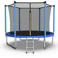 Mersco 8FT Heavy-Duty Recreational Trampolines with Trampoline Safety Enclosure, Ladder, Blue Stable Exercise Equipment for Kids’ Outdoor Play & Home Gym Use