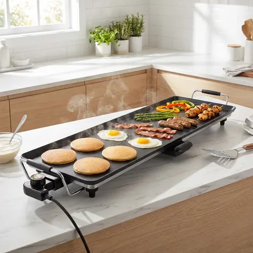 AORAN 1800W Extra Large Electric Grill Pan, a popular Mexican-style family grill pan, smokeless grill, countertop grill pan, non-stick coating, adjustable temperature, perfect gift for Christmas, Black Friday, and Cyber ​​Monday.