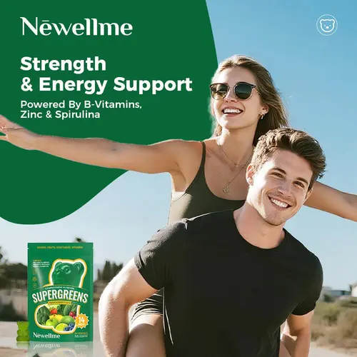 Newellme Super Greens Multivitamin Gummies for Adults - Health, Greens Gummies Vitamins Supplements with Zinc, Spirulina, Biotin - Gut Health, Immunity Vitamins Supplements for Daily Nutrition Support, Biotin Support