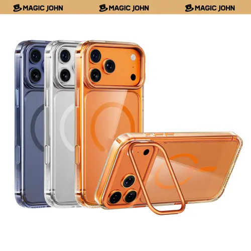 MAGICJOHN iPhone 17/17 Air/16/15 Pro Max Kickstand Case – Multi-Angle Adjustable Lens Stand with Raised Camera Protection,back to school,back to school haul