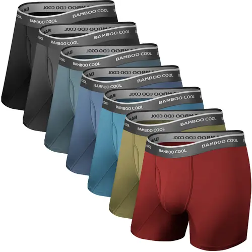 BAMBOO COOL Men's Classic Plain 7a-Multicolor 7-Pack Boxer Briefs, Ultra-Breathable Smooth Stretch Menswear, 3D Support Pouch, Tag-Free Waistband, S-3XL, Minimalist Athletic Activewear for Workout & Natural Everyday Wear,summerwins summerwins