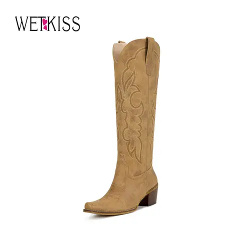 Wetkiss Women’s Western Cowboy Boots, Embroidered Knee High Cowgirl Boots, Retro Westerncore Aesthetic Yeehaw Outfit Must-Have, #WeeklyDeals#sohochic