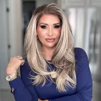 AISOM Freya Ash Blonde mix Brown Layered Straight 13x4 Free Part Synthetic Lace Front Wig 20 Inches Low Density Heat Friendly High Quality Daily Use Wig
