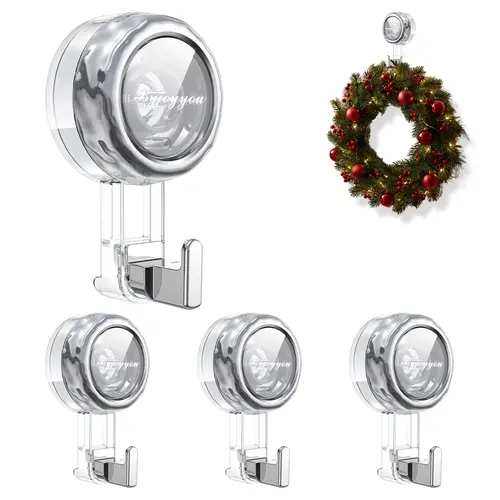 Nicespce Suction Cup Hook Set - Adjustable Bathroom Organization Hooks, No-Drill Removable Holds Items for Tile/Glass, Shower, Mirror, Windows, Robe, Towel, Halloween Decoration Organizer Hanger, Adjustable Hooks