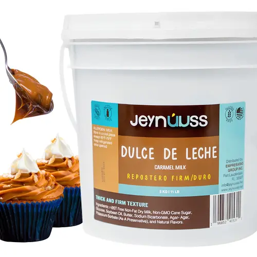 Jeynuuss Heat-Resistant Bakeable Dulce de Leche Repostero (11 lb) - Gluten-Free, Lactose-Free Baking Caramel Milk Sauce with Firm Texture, Professional Pastry Filling