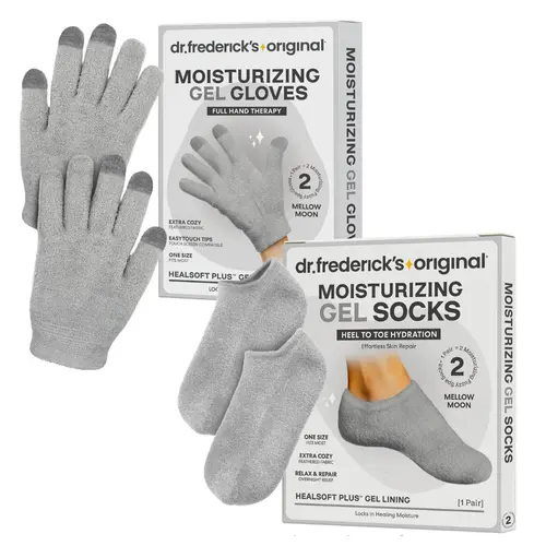 Women's Gray HealSoft Plus Skincare Duo - Moisturizing Gloves, Full Foot Socks - Moisturizer for Hydrating Dry Skin Relief, Hydrate