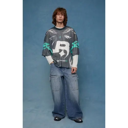 Pacsun Men's Ryder Ultra Baggy Jeans ZipperedÂ Medium Blue