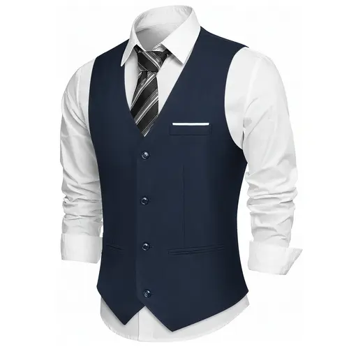 Alimens&Gentle Men's Business Casual Vests Lightweight Waistcoat Slim Fit Suit Vest Formal Tuxedo for wedding&party