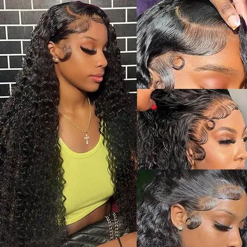 [30 inch $79.9] Imani 30 Inch 13x4 Deep Wave Lace Frontal Human Hair Wigs 180% Density Deep Wave Frontal Wigs HD Lace 36 Inch Curly Wigs for Black Women Pre Plucked with Baby Hair #Summervibes