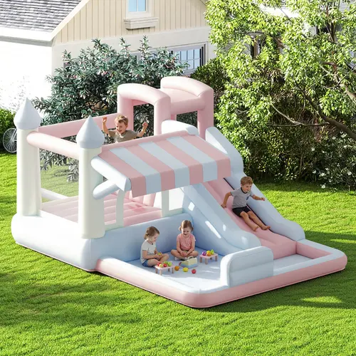 [Based on Variant Images]AMERLIFE Inflatable Bounce House, Water Slide with Jumping Area, Climbing Wall, Splash Pool and Water Gun, Indoor Outdoor Jumper for Kids 3-12, Air Blower Included[tiktokshopbacktoschool][SohoChic]