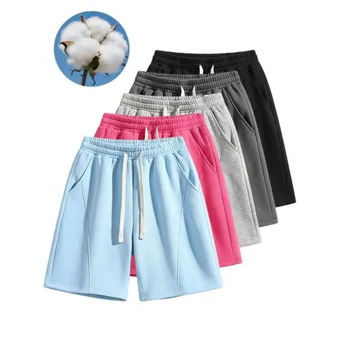 Women Bermuda Shorts with Fleece Lined Oversize Loose Fit Comfy Running Joggers Sweat Shorts with Pockets Minimalist Basic Baggy Womenswear Bottom