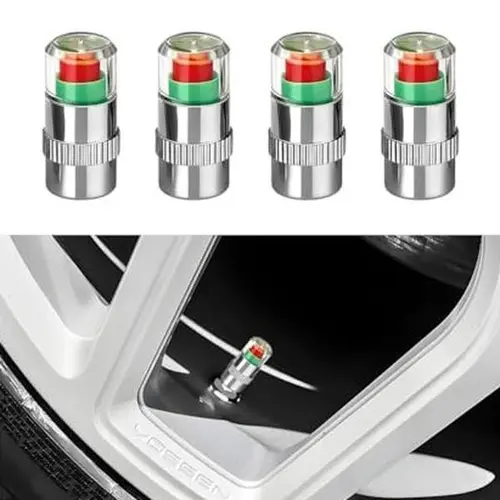 JOYTUTUS 4-Pack Vibrant Red & Green Indicator Tire Pressure Monitoring Valves, Simple Install Automotive Tire Safety Parts for Medium-Sized Vehicles, Father's Day Gift Accessory
