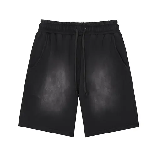 Inflation Men's Casual Sports Shorts - 360g Heavyweight Washed Fabric, Fashion Streetwear, Aesthetic Retro Baggy Fit, Mid Waist, Ombre Wash, Breathable Cotton Oversize Bottoms