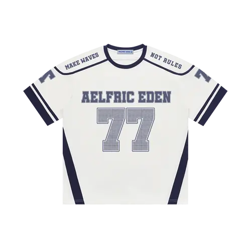 Aelfric Eden 77 Blokecore Oversized Football Jersey - Unisex Lightweight Throwback Casual Sports Jersey, Vintage Graphic Sporty T-Shirt, Men's Summer Streetwear Top, Throwback Jersey,clothes for back to school,first day of school outfits