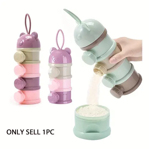 Large Capacity Cute Bear Portable Baby Travel Milk Powder Holder, Stackable Food Storage Box, Outdoor Feeding Container, Layered Snack Box, Newborn Gift