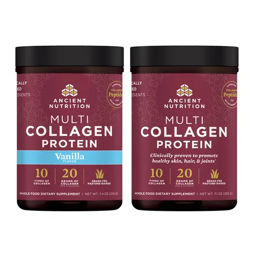 Ancient Nutrition Multi Collagen Protein Powder  – Vanilla + Unflavored 20 Servings Each, 10 Types Collagen Peptides, 20g Per Serving
