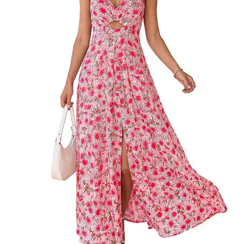 BTFBM Summer Dresses for Women 2026 Spring Floral Spaghetti Strap Smocked Cutout Maxi Dress Resort Beach Vacation Outfit