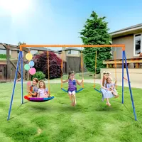【SummerFinds】VEVOR Swing Sets for Backyard,  600lbs Load Capacity Swing Set, with 1 Saucer Swing Seat, 2 Belt Swing Seats, Heavy Duty A-Frame Metal Swing Stand and Adjustable Rope, Swingset Outdoor for Kids