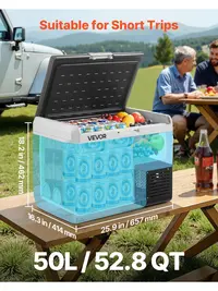 VEVOR 52.8QT Energy Saving Car Refrigerator, 50L 12/24V DC & 100-240V AC Compressor Freezer, Portable Electric Cooler with -4~68°F Cooling Fast Temp Adjustment for Camping, RV#SohoChic