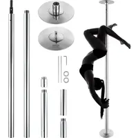 VEVOR Professional 45mm Heavy-Duty Stainless Steel Dancing Pole - Gymnastics Equipment with Spinning Mode & Static Option, Portable Removable Poles, Height Adjustable for Home Gym, Silver, Suitable for Everyone, Unisex