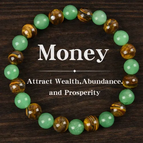 Money Attraction Bracelets with Green Aventurine & Tiger Eye, beaded  jewelry protection bracelet encouragement gift fashion artificial bracelet of the day Colorblock Beaded  Bracelet , Good Luck & Abundance,Check Before Ordering