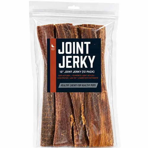 Wild Wolf 12-inch Joint Jerky (12 Pack) Healthy, All-Natural Dog Chew Treats - High in Glucosamine and Chondroitin for Joint Health Supplements