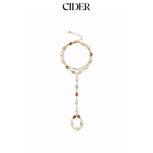 Cider OVAL RESIN LAYERED HAND CHAIN BRACELET