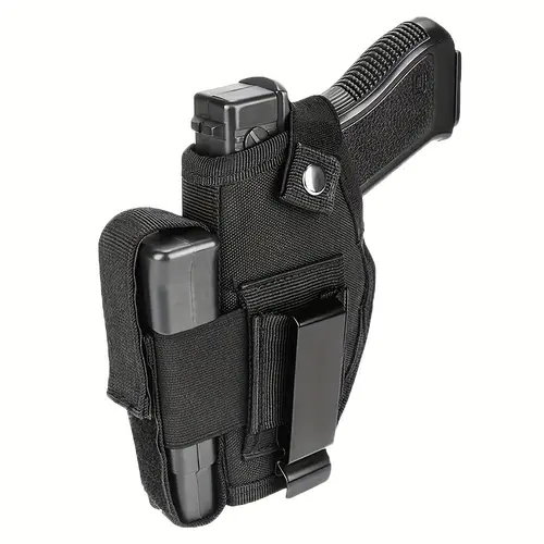 Unisex IWB-OWB Concealed Carry Gun Holster for 9mm Pistol with Snap-Closure Magazine Pouch and Enhanced Concealment