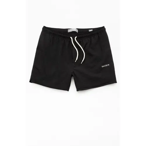 Pacsun Men's Sail Black Seersucker 4.5'' Swim Trunks