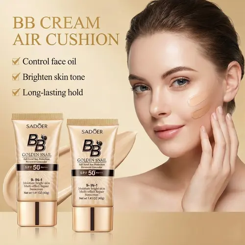 Snail BB Cream SPF 50 - 40g Waterproof, High-Coverage, Hydrating Matte Tinted Moisturizer for Flawless Glow, Makeup with Sun Protection for Dark Spots & Uneven Skin Tone, Daily Use for All Skin Types, Body-Safe Cosmetic
