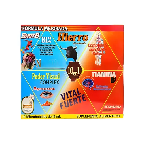 10-in-1 Iron Liquid All Natural Supplement, Sugar-Free Energy Stamina Supplements, Organic Daily Dietary Support for Youth (15mL Each)