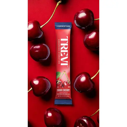 Trevi Sugar Free Sour Cherry Electrolyte Drink Mix – 28 Stick Packs | 0g Sugar, Non-GMO, 7 Vitamins & Minerals, 6 Electrolytes, Energy Hydration Drink Mix, Made in USA