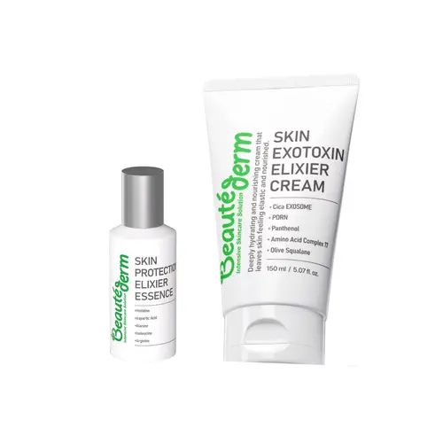 [Beautéderm]Skin Exotoxin Elixier Cream & Skin Protection Elixer Essence Rich in Panthenol Moisturizing Complexes Ceramides & Amino Acid Complexes for Deep Hydration and Skin Barrier Protection Firm & Lift Serum