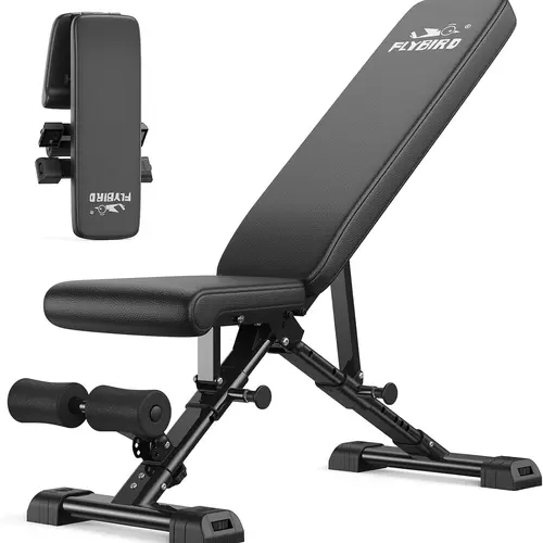 FLYBIRD Adjustable Weight Bench (FED Fitness WB5 Series), ASTM-Certified 800LBS Unisex Foldable Home Gym Equipment, 90° to -30° FID & 30in Extended Backrest for Full Body Functional Resistance Training