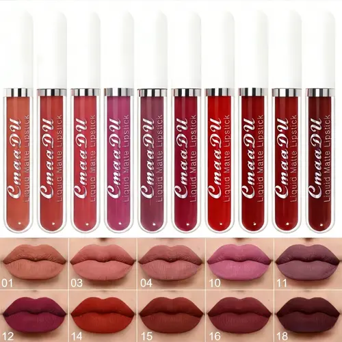 10-Piece Matte Lipstick Multi-Pack, Waterproof and Long-Lasting Cosmetic Lip Gloss, Non-Sticky Makeup Kit for Beginners Lip Products Grunge Lip Kit