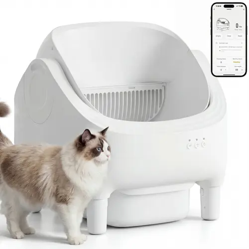 Warcat Automatic Open-Top Cat Litter Box with App Control 2.4G WiFi Safety Sensors for Multiple Cats Large 15L Waste Bin Self-Cleaning Litter Box #tiktokshopbacktoschool #sohochic