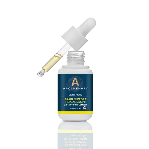 Apothékary Lion’s Mane Brain Support Herbal Drops - Concentrated Single-Herb Extract for Mental Clarity & Focus - Antioxidant Rich, Alcohol-Free, Certified Gluten-Free, Vegan & Cruelty-Free, Third Party Tested, Plant-Based, Made in the USA